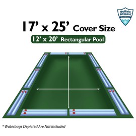 Buffalo Blizzard Ripstopper Green Winter Cover for 12-Foot-by-20-Foot Rectangle In-Ground or Above Ground Swimming Pools | 5-Foot Overlap | Winter Closing Kit Included