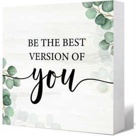 Positive Affirmation Wood Sign - Rustic Farmhouse Office Decor for Women - Inspirational Shelf and Desk Decor - Motivational Self-Care Gift (5x5 Inch)