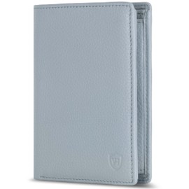 VON HEESEN Men's Leather Wallet with RFID Protection - Genuine Leather Wallet for Men - Women's Wallet, lightblue, portrait large (trifold)