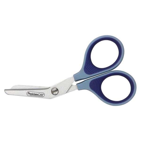 First Aid Only PhysiciansCare 90294 Titanium Non-Stick First Aid Bandage Scissors, 4" Bent, Blue