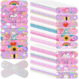 Patelai 300 Pieces Kids Bandages Bulk 10 Styles Children's Adhesive Flexible Colorful Cute Cartoon Bandages Waterproof Breathable Stickers Protection Care Cuts for Girls Boys(Unicorn)