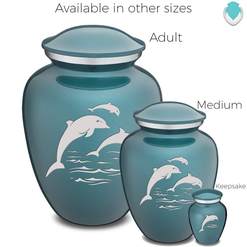 GetUrns Keepsake Embrace Dolphin Cremation Urn (Teal)
