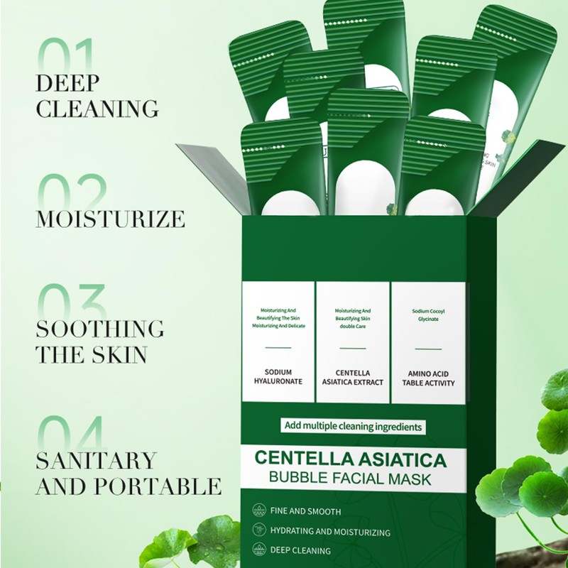 ERRECI Centella Asiatica Bubble Face Mask, Centella Asiatica & Hyaluronic
