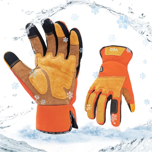[Vgo...] SL7475FLWP Thermal Gardening Gloves, Rose Gloves, Synthetic Leather, Fleece-Lined,