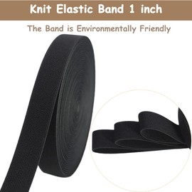 JESEP - Banda elástica de punto de 1 pulgada y 10 yardas, color negro, de doble cara, tela de sarga elástica, resistente, para coser pantalones, cintura, pelucas, faldas, proyectos de manualidades (negro)