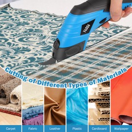 Electric Scissors,Cordless Fabric Scissors with 2 Cutting Blades,3.6V Cordless Electric Cutter with Storage Box for Cutting Cardboard,Leather,Carpet,Wallpaper,Potted Plant