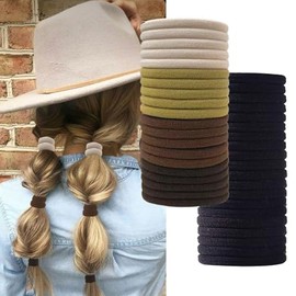 Hair Ties No Damage for Women - 40 PCs Seamless Hair Ties Elastics Hairs Bands for Thick Hairs, Soft and Stretchy Nylon Fabric Ponytail Holders