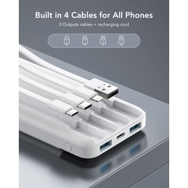 BUILT Portable Charger with Built in Cables Portable Charger with Cords Wires Slim ...