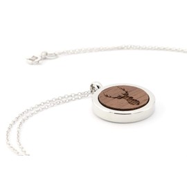 NaturSchatulle Necklace with Pendant Wood Engraving Necklace Wooden Pendant Locket Silver 925 Ladies’ Pendant Amulet Wood Jewellery Charms 50 cm, Silver