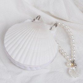 QEQEKAKA Sea Shells Notebook - Scallop Shell Journals 20 Pages Natural White Shells Notebook, Portable Handcrafted Notebook for Writing