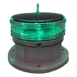 Solar Dock Warning Light 360 Degree - Super Bright Waterproof LED Light for Marine Applications - Constant On or Flashing (GREEN)