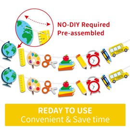 Back to School Banner - First Day of School Decorations for Classroom Banner 10 Feet NO-DIY Party Supplies for Classroom Decor Garlands Teacher Office Decorations