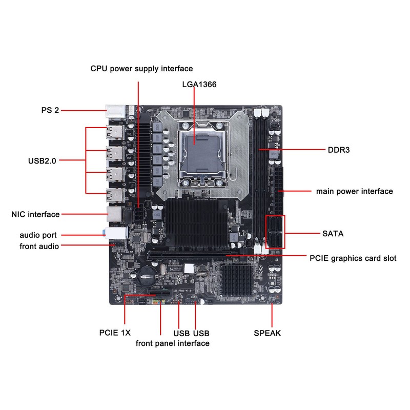 X58 Motherboard, 2× DDR3 DIMM CPU Slot LGA 1366 Gaming