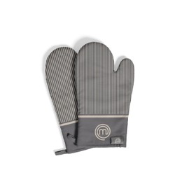 MasterChef Oven Mitts Heat Resistant, Set of 2 Baking Gloves, Machine Washable Cotton Kitchen Mittens for Stove Cooking & BBQ Grilling, Hot Proof Pot Holders, One Size Fits All, Earth Grey