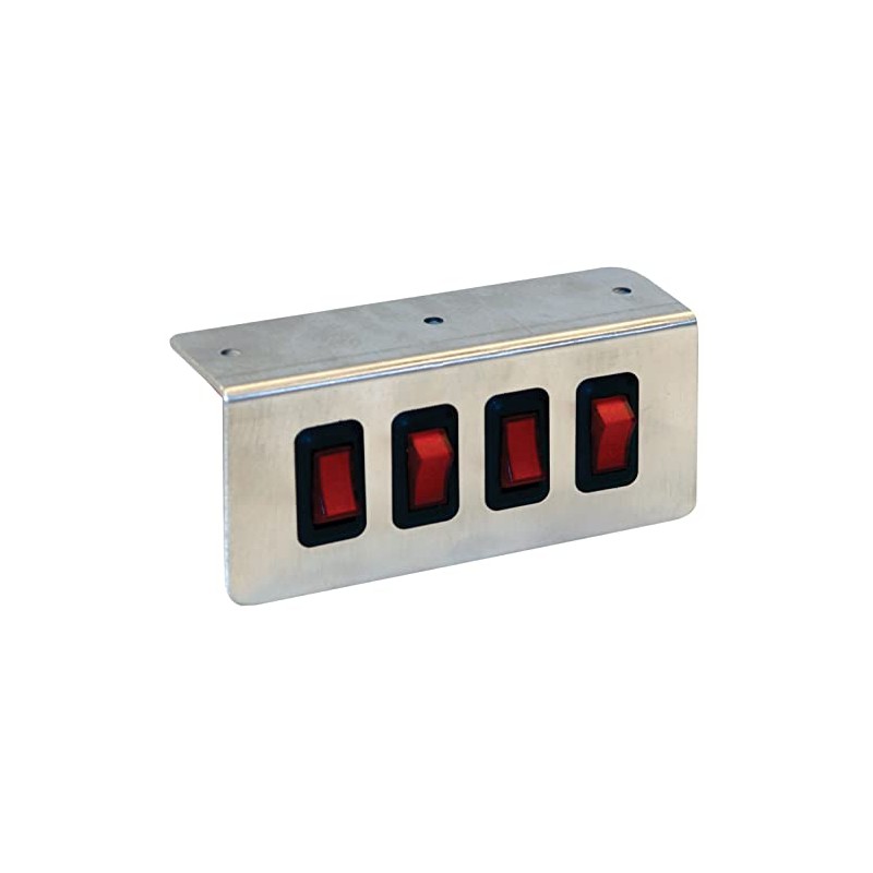 Buyers Products 6391004 Quad On-Off Illuminated Switch Panel, Silver