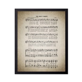 Poster Master Oh Holy Night Poster - Christmas Song Sheet Print - Sheet Music Art - Holiday Gift for Him, Her, Musician - Perfect Musical Decor for Home, Office, Living Room, 8x10 Black Framed