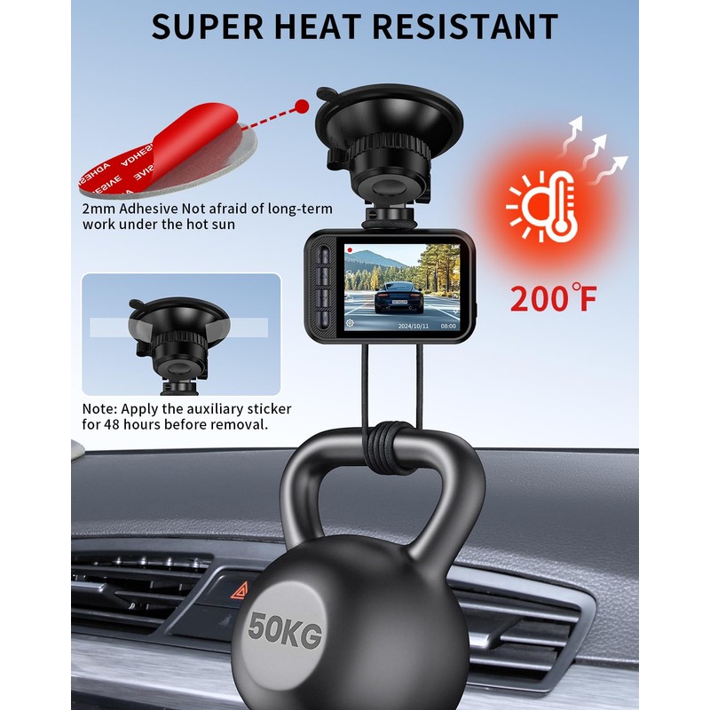 ILKCC 6Pcs Dash Cam Adhesive Pads [2mm, 2.83" Sq &