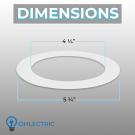 OhLectric 6 Pack - Goof Ring for Round Recessed LED Downlight Fixture - Patch up Goof Ring for Uneven Holes – White Steel Construction - Inside Diameter 4-1/4" Outside Diameter 5-3/4" - OL-39469