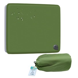Inflatable Seat Cushion, Portable Self-Inflatable Memory Foam Stadium Camping Seat Mat, Waterproof Portable Seat Cushion Chair Pad with Carry Bag, Airplane Travel, Bleachers（Green + Grey）