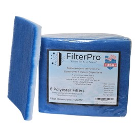 FilterPro 6-Pack of Polyester Filters for BetterVent Indoor Dryer Vent | Clean Laundry Room Air | Made in The USA