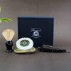 Haryali London Elegant Badger Hair Shaving Brush, Straight Razor, Shaving