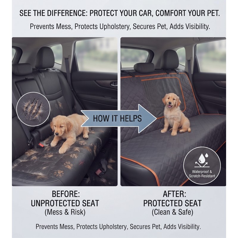Waterproof Dog Car Seat Cover for Pet Travel – Convertible