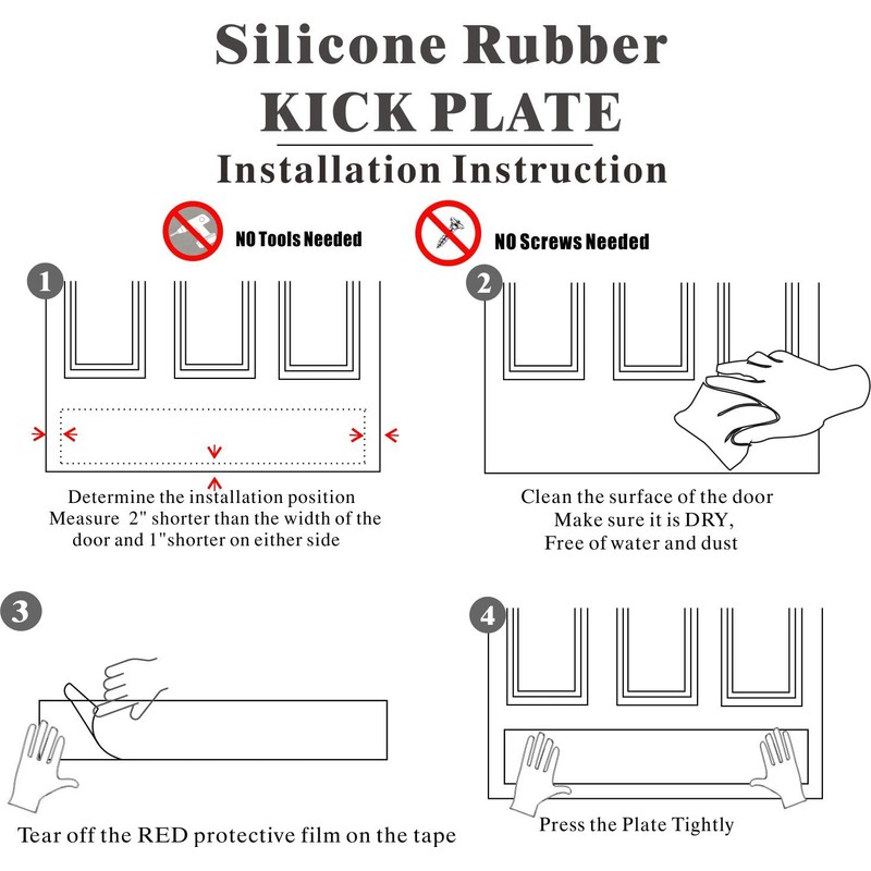BAJIAOREN Silicone Rubber Door Kick Plate 6x36 Inches Self Adhesive