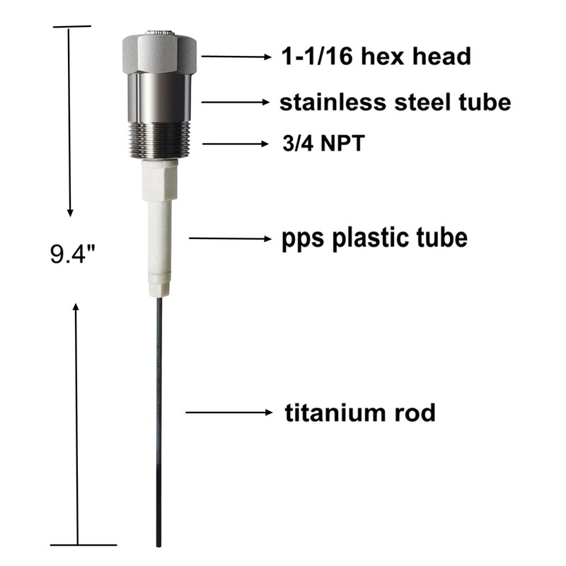 Powered Anode Rod for Water Heater Tank, Electrical Titanium Anode