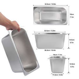 Biugaaufai 5 Pack 1/3 Size Stainless Steel Steam Hotel Pan with Lid, 6 Inch Deep Anti-Jamming Steam Table Pan, Professional Grade, Hotel Steam Pans for Catering, Restaurant, Home Kitchen & Dining