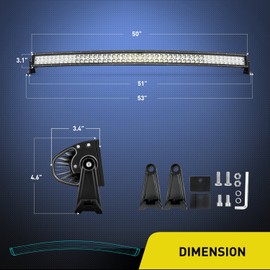 Nilight LED Light Bar 50Inch 288W 20100LM Curved Spot Flood Combo Driving Lamp Roof Bumper Off Road LED Work Lights Pods for Van Camper Wagon Car Pickup Golf Cart ATV UTV SUV Truck Boat 4x4