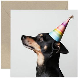 Funny Dog Birthday Card - Cute Dog Party Hat Photo Birthday Card for Men Women - Sweet Hilarious Dog Birthday Greeting Cards for Family and Friends | Blank Inside
