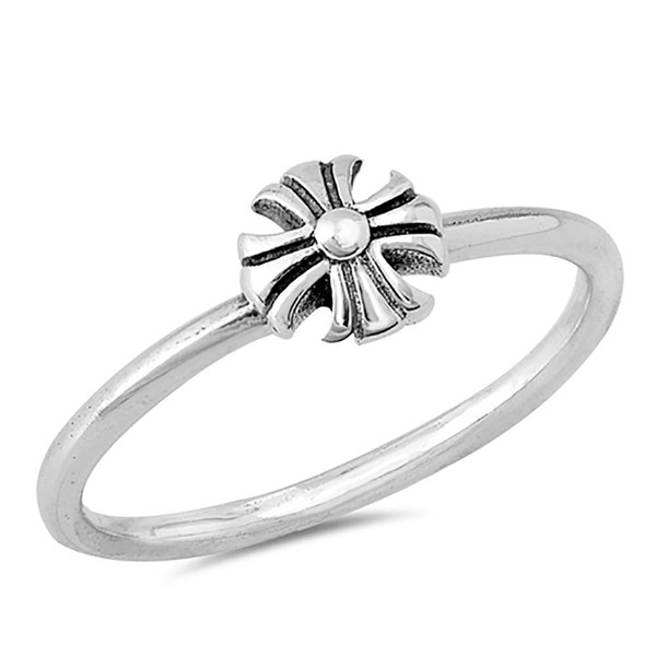 Double Accent Sterling Silver Simple Thin Band Oxidized Finish Iron