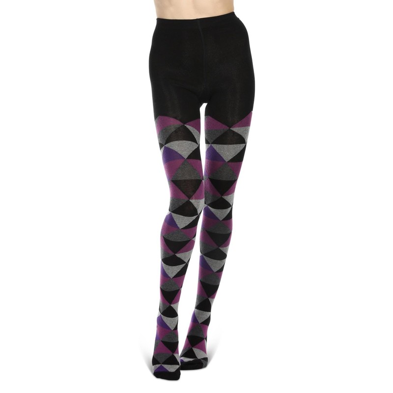 MeMoi Triangular Cotton Blend Sweater Tights Dark Gray Heather Medium/Large