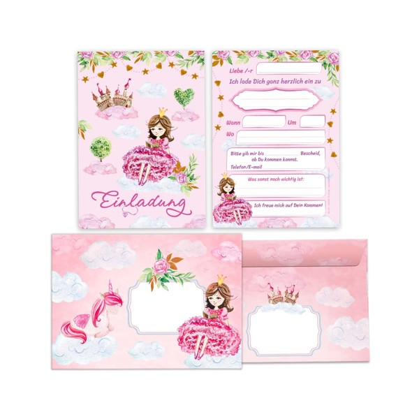 Junapack 12 Invitation Cards Including 12 Envelopes for Children's Birthday