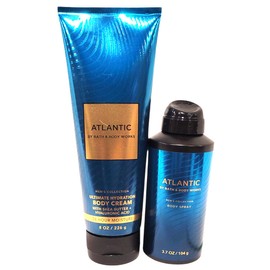 Bath and Body Atlantic Gift Set for Men - Body Cream and Body Spray with Rosebud Ranch Goat Milk Soap Sample - Great for Fathers Day, and Grad Gifts!