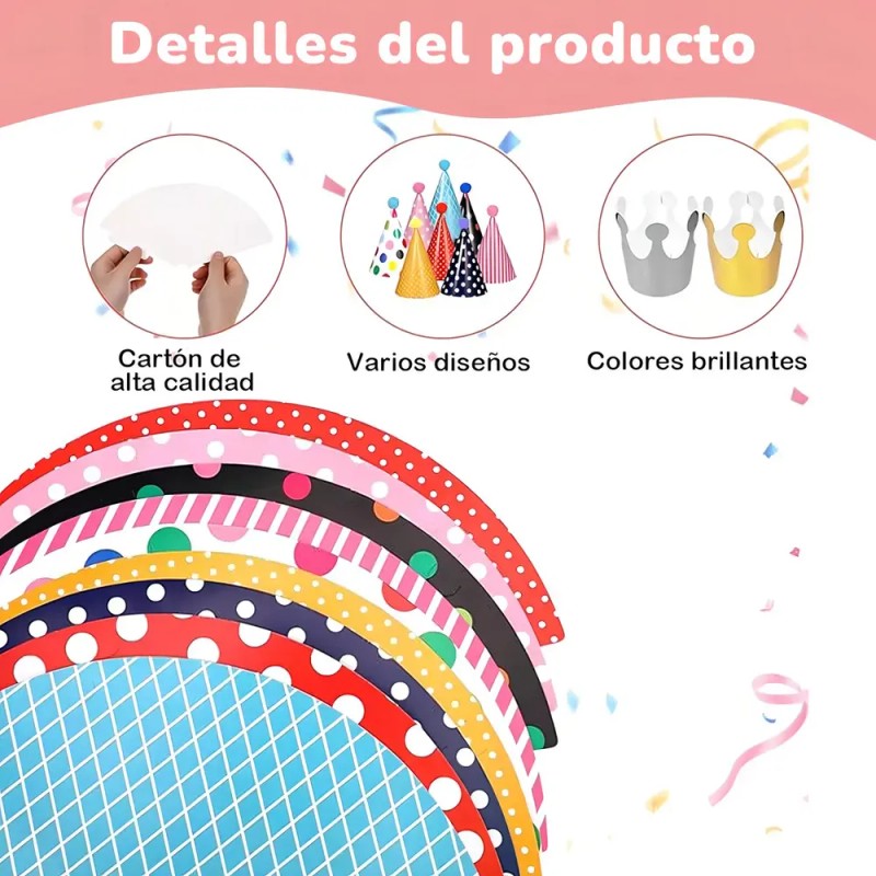 Pack de Gorros de Fiesta de Papel CHICON para Cumpleaños,