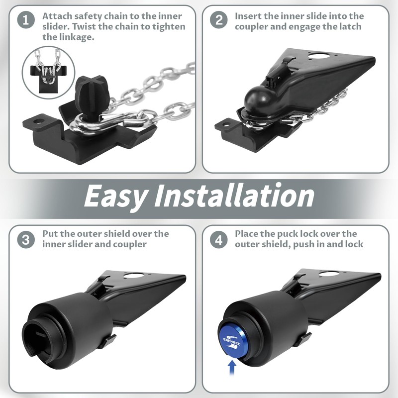 SaphRec Upgraded Trailer Lock, Fits 2-5/16 Inch Coupler Heavy Duty