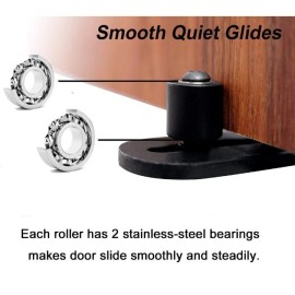 SMARTSMITH Ball Bearings Design!!!New Upgraded 2 Pcs Barn Door Floor Guide for Doors, Black