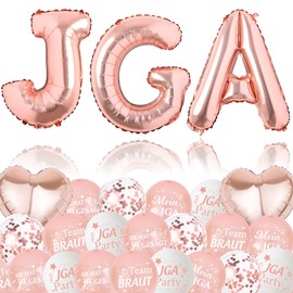 JGA Deko Frauen Rosegold Ballons - 29 Stück Junggesellinnenabschied Dekoration Luftballons XXL Folienballon, Roségold Weiß Luftballon für Team Braut Bachelorette Party