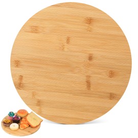 Wood Rotating Serving Trays, 11.8" Bamboo Serving Platter Plate, 360 Degree Rotation Round Wooden Boards for Serving Food, Wooden Lazy Susan Turntable for Dining Table Kitchen Appetizer Tea Trays