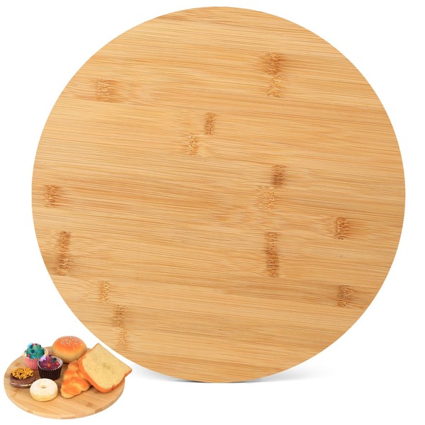 Wood Rotating Serving Trays, 11.8" Bamboo Serving Platter Plate, 360