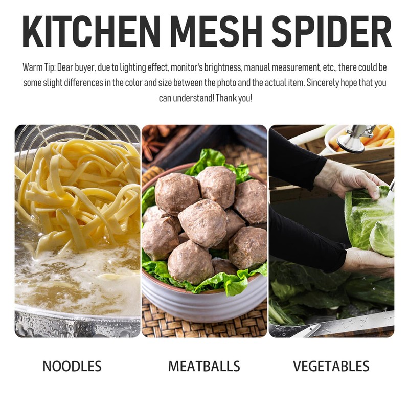 Kichvoe Mesh Spider Strainer, Width 5.5Inch Stainless Steel Pasta Basket