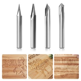 Engraving CNC Wood Carving Router Bit 1/4 Shank 15°/20°/60°/90° Engraving Bits, 2 Flutes Straight CNC V-bit Tungsten Steel Marking Conical Engraving Router Tool