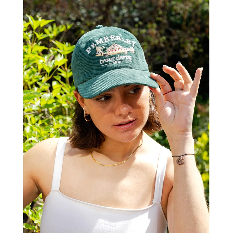 Out of Print Pemberley Trout Derby Hat Dark Green