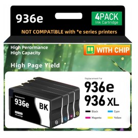 936e 936XL Ink Cartridges Combo Pack with Chip High Yield Compatible for HP 936e 936XL Ink Cartridge Work for OfficeJet Pro 9120e 9125e 9135e 9110b 9130b 9128e 9130b 9122e Wide Format 9730e (4PACK)