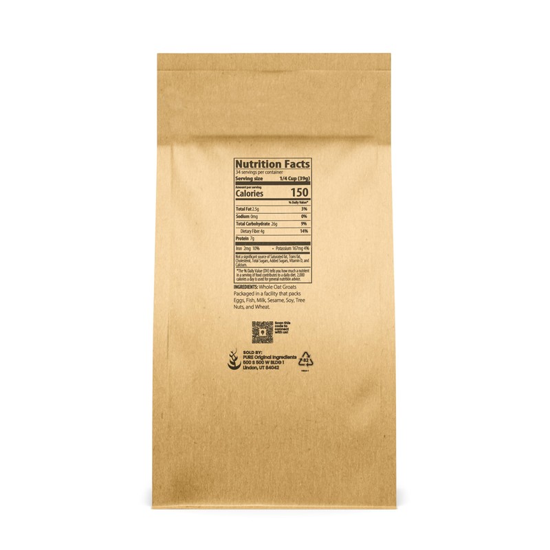 Pure Original Ingredients Oat Groats (3 lb), Whole, Uncut &