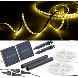 Lunartec LED Strip Solar: Set of 2 Solar LED Strips with 180 Warm White LEDs, Weatherproof IP65 (Solar LED Light Strip, LED Strip Solar, Christmas Tree Lighting Wireless)