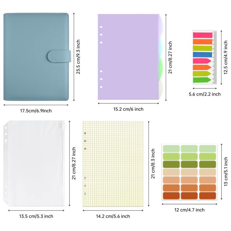 Mlife A5 Refillable Ring Binder, with 180 Sheets Refill Paper,A5