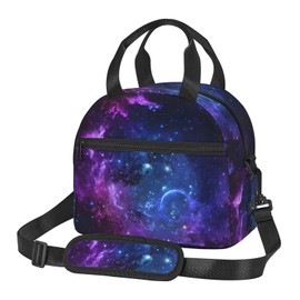 Galaxy Space Sky Insulated Lunch Bag, Reusable Portable Thermal Leak-Proof Waterproof Lunch Tote for Kids/Adults,Detachable Strap, Spacious Compartment for School, Office & Picnics (9x5x7.8in)
