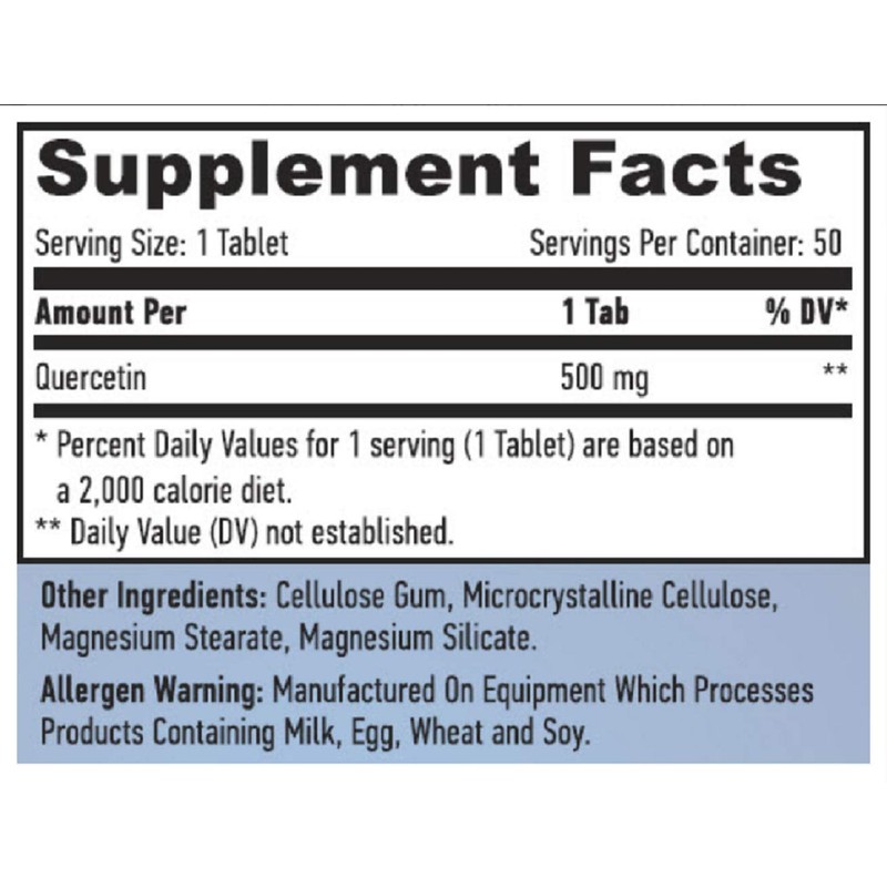 Quercetin 500 mg x 50 Tablets Double Strength Antioxidant Supplement